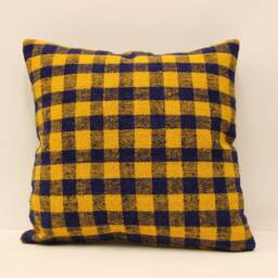 Turkish Kilim Pillow, 16x16 Bohemian Handwoven Anatolian Turkey Sofa Cushion Cover, 4Kf-330 - thumbnail 1