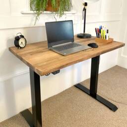Height Adjustable Sit-stand Desk With Reclaimed Wooden Top, Customisable - thumbnail 2