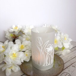 Svg Plotter File Lantern Cover Flower Meadow, As Table Light, Candle Holder, For Paper & Vinyl in 3D, Light Shadow Decoration - thumbnail 4