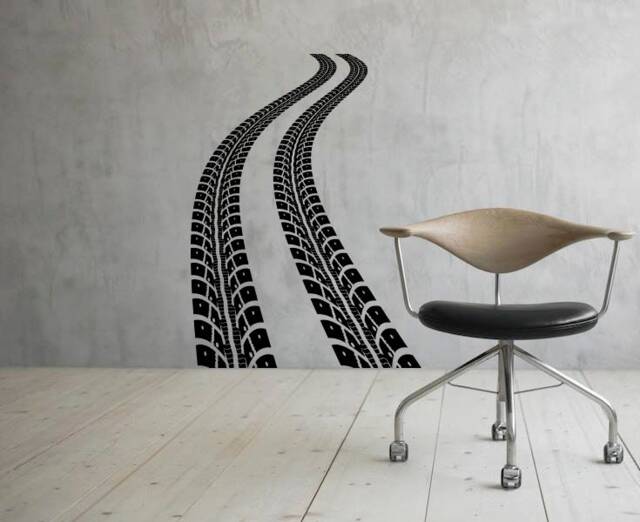 Tire Tracks Wall Vinyl Decal Dirt Road With Traces Stickers Art Murals Design Interior Home Decor - 4Tr4K - image 1