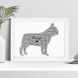 Personalised French Bulldog Word Art Print, Custom Wall Framed Picture Gift Nl - thumbnail 1