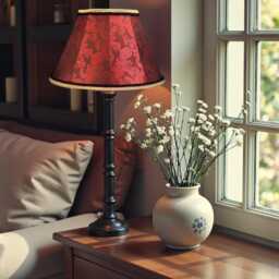 Burgundy Red Paisley Fabric Lampshade Handmade in The UK For Table & Floor Standard Lamp Shades, Ceiling Lights, Clip On Wall Lights - thumbnail 2