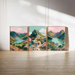 Set Of 3 Lake District Posters, UK Landscape Wall Art, Nature Print Set, Mountain Decor, Modern Travel Artwork, British Countryside Style - thumbnail 2