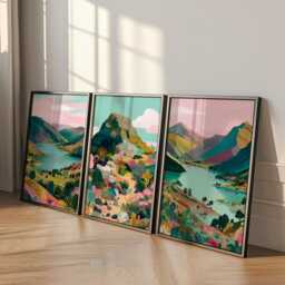 Set Of 3 Lake District Posters, UK Landscape Wall Art, Nature Print Set, Mountain Decor, Modern Travel Artwork, British Countryside Style - thumbnail 3