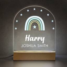 Personalised Rainbow Night Light - Childrens Led Lamp Baby Boy Newborn Gift Boys Nursery - thumbnail 3