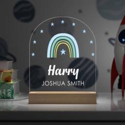 Personalised Rainbow Night Light - Childrens Led Lamp Baby Boy Newborn Gift Boys Nursery - thumbnail 2