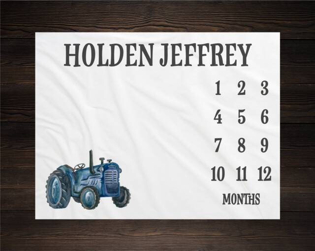 Farm Tractor Milestone Blanket Month Baby Growth Tracker Soft Fleece Shower Gift Newborn Boy Watch Me Grow - image 1