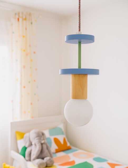 Wooden Nursery Chandelier & Kids Room Pendant Light, Neutral Baby Lamp For Playroom, Ideal Shower Gift - image 1