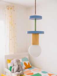 Wooden Nursery Chandelier & Kids Room Pendant Light, Neutral Baby Lamp For Playroom, Ideal Shower Gift