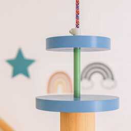 Wooden Nursery Chandelier & Kids Room Pendant Light, Neutral Baby Lamp For Playroom, Ideal Shower Gift - thumbnail 4