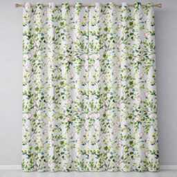 Elegant Watercolor Butterflies & Leaves On Neutral Seamless Pattern Readymade Eyelet Ring Top Thermal 100% Blackout Curtains - thumbnail 2