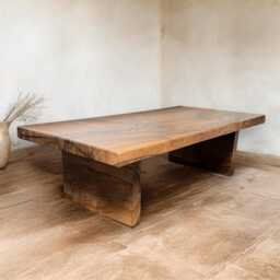 Japanese Wabi Sabi Solid Walnut Coffee Table - thumbnail 4
