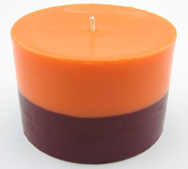 Virginia Tech Color Block Hokie Orange & Maroon Soy Pillar Candle - image 1