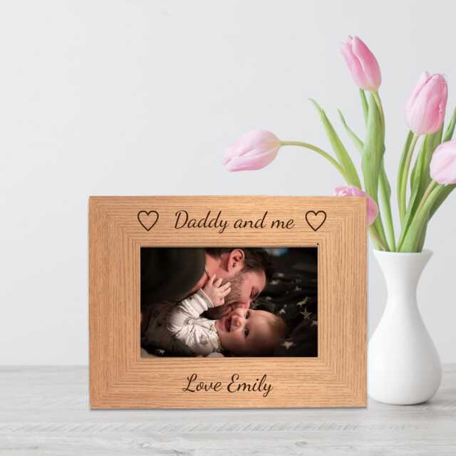 Personalised Daddy & Me Photo Frame, 6x4, 7x5, 8x6, Landscape, Grey Oak & White Frames, Father's Day Presents - image 1