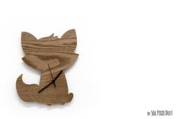 Cute Baby Fox Wooden Silhouette Clock - Kids Nursery Room, Teens Room Wall - thumbnail 1