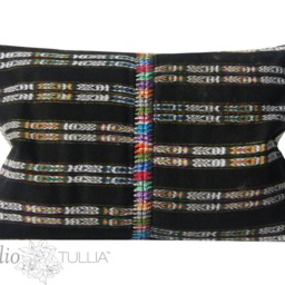 Vintage Guatemalan Pillow Cover, Lumbar, 13x25, 25x25 Euro Sham, Antique Textile, Black & White, Ikat, Ready To Ship - thumbnail 3