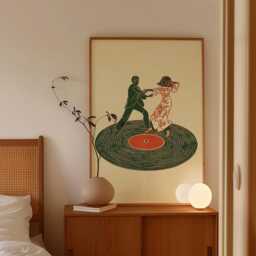 Couple Dancers On Record Poster, Retro Disco Wall Art - thumbnail 2