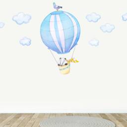 Hot Air Balloon With Badger Wall Decal For Nurseries, Peel & Stick Woodland Animal Fabric Stickers - thumbnail 2