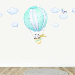 Hot Air Balloon With Badger Wall Decal For Nurseries, Peel & Stick Woodland Animal Fabric Stickers - thumbnail 3