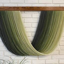 Full Dip Dye Wall Hanging Green Gradient Ombre Fiber Art Yarn Tapestry, Khaki Wall Decor - thumbnail 3