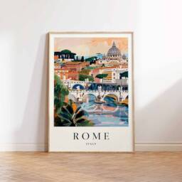 Rome Travel Poster Colorful Italian City Art Print - thumbnail 3