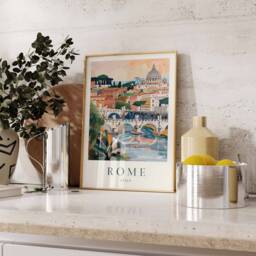 Rome Travel Poster Colorful Italian City Art Print - thumbnail 2