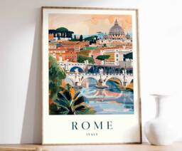 Rome Travel Poster Colorful Italian City Art Print - thumbnail 1