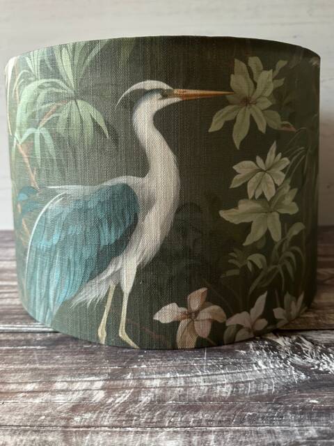 Heron Pattern Lampshade, Handmade Green Bird Decor, Table Floor New Home Gift, 60cm Lamp - image 1