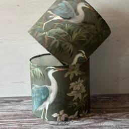 Heron Pattern Lampshade, Handmade Green Bird Decor, Table Floor New Home Gift, 60cm Lamp - thumbnail 2