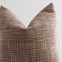 Rustic Brown Woven Cotton Pillow Cover, Beige Bamboo Reverse - thumbnail 2