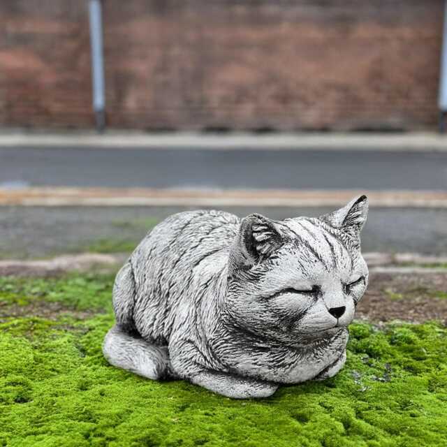 Sleeping Concrete Cat Statue Cement Kitten Sculpture Memorial Pet Decor Outdoor Garden Kitty Ornament Handcrafted Figurine Stone Art - image 1