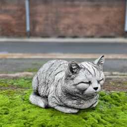 Sleeping Concrete Cat Statue Cement Kitten Sculpture Memorial Pet Decor Outdoor Garden Kitty Ornament Handcrafted Figurine Stone Art - thumbnail 1