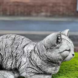 Sleeping Concrete Cat Statue Cement Kitten Sculpture Memorial Pet Decor Outdoor Garden Kitty Ornament Handcrafted Figurine Stone Art - thumbnail 3