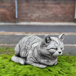 Sleeping Concrete Cat Statue Cement Kitten Sculpture Memorial Pet Decor Outdoor Garden Kitty Ornament Handcrafted Figurine Stone Art - thumbnail 4