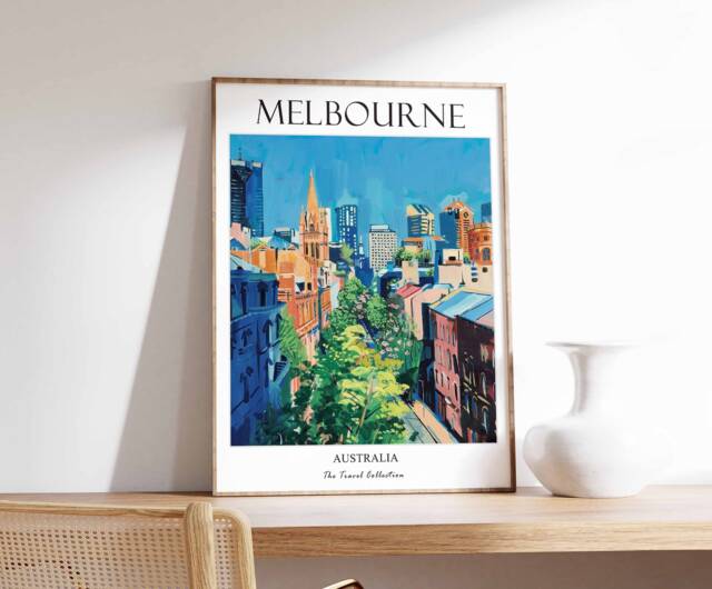 Melbourne Poster, Australia Harbour Bridge Bondi Beach Travel Decor, Wall Art, Art - image 1