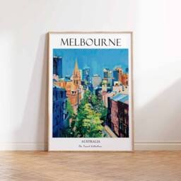 Melbourne Poster, Australia Harbour Bridge Bondi Beach Travel Decor, Wall Art, Art - thumbnail 2
