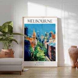 Melbourne Poster, Australia Harbour Bridge Bondi Beach Travel Decor, Wall Art, Art - thumbnail 3