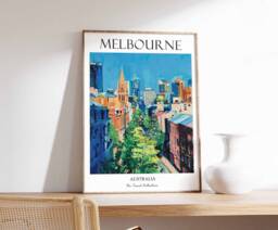 Melbourne Poster, Australia Harbour Bridge Bondi Beach Travel Decor, Wall Art, Art - thumbnail 1