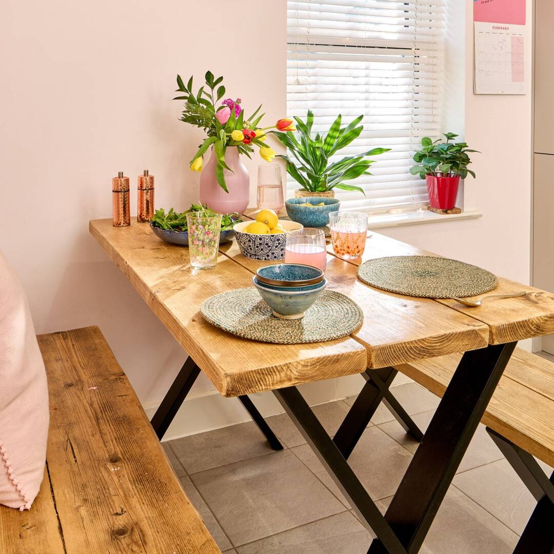 Reclaimed Wood Dining Table Rustic Industrial Style With Steel X