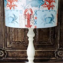 Nautical Lamp Shade Carte Postal Shabby Chic Lobster Postcard Aqua Bathroom Free Gift - thumbnail 3