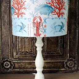 Nautical Lamp Shade Carte Postal Shabby Chic Lobster Postcard Aqua Bathroom Free Gift - thumbnail 4