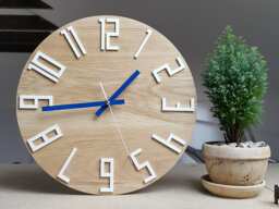 Large Wood Wall Clock, Oak, 13, 19Inch, Gift, Unique Wall Blue Modern Silent, Decor