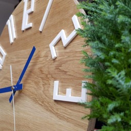 Large Wood Wall Clock, Oak, 13, 19Inch, Gift, Unique Wall Blue Modern Silent, Decor - thumbnail 2