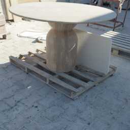 Handcrafted Travertine Table, Round Stone Dining Sculptural Marble Custom Minimalist Furniture, Modern Centerpiece - thumbnail 3