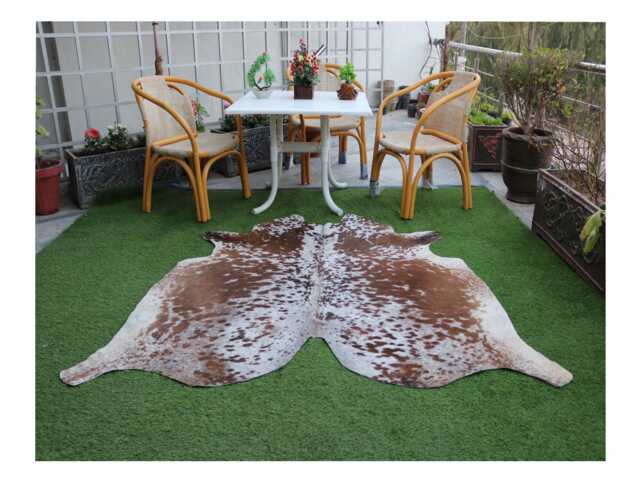 Cowhide Rug-Genuine Brown & White Rug-Exclusive Spotted Cow Skin Rug-Large Rug-Brazilian Area Rug-Tricolor - image 1