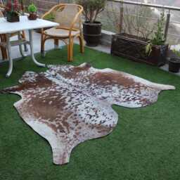 Cowhide Rug-Genuine Brown & White Rug-Exclusive Spotted Cow Skin Rug-Large Rug-Brazilian Area Rug-Tricolor - thumbnail 2