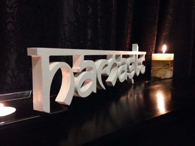 Yoga Room Wall Decor - Wooden Namaste Sign Sanskrit Home Meditation Boho Wood Art Studio - image 1