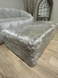 Handmade Fluffy Fabric Footstool - Creamy White Ottoman Bench, Made in UK - thumbnail 1