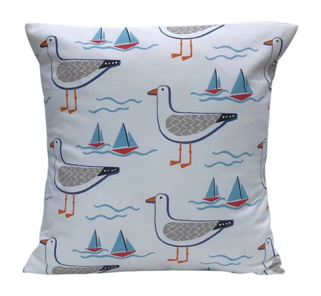 "Seaside Gull Print Nautical Cushion Cover Coastal Decor - 16""-22" - image 1