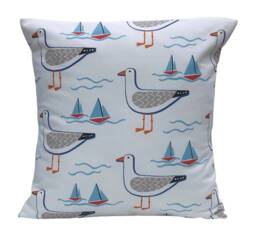 "Seaside Gull Print Nautical Cushion Cover Coastal Decor - 16""-22" - thumbnail 1